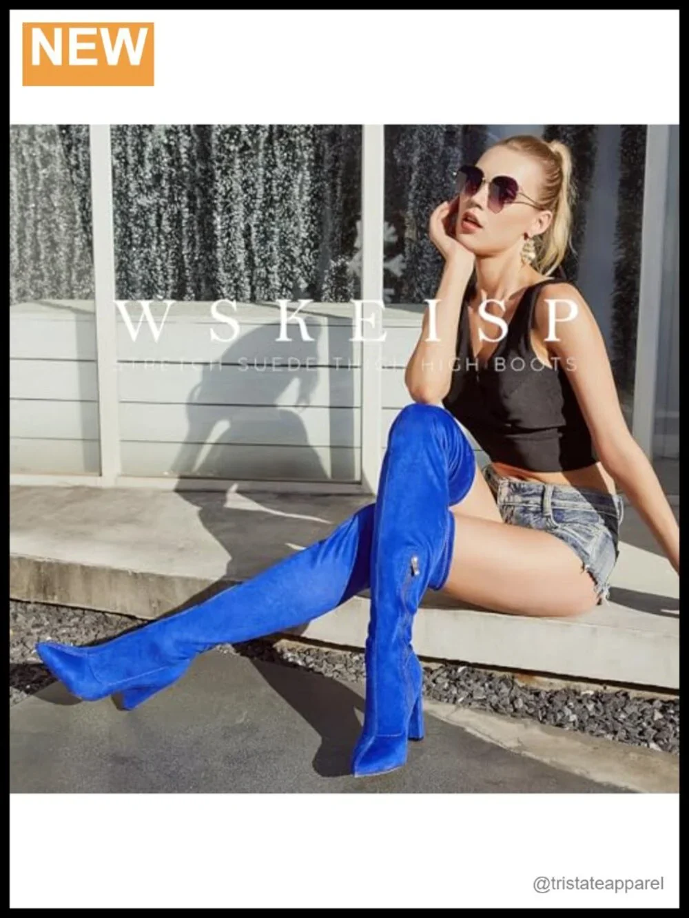 Women's Over the Knee Boots Suede Pointed Toe Chunky Heel 4.13in
